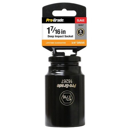 Pro-Grade Tools 3/4" Dr. 6 Pt. Deep Wall 1 7/16" Impact Socket 16267